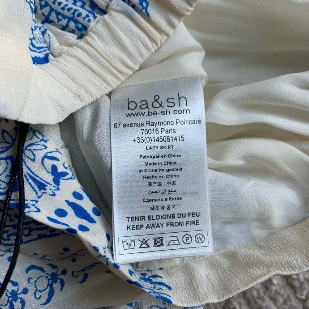 BA&SH Jupe Ionder Printed Midi Skirt Cream NWT Size Small - Picture 5 of 6